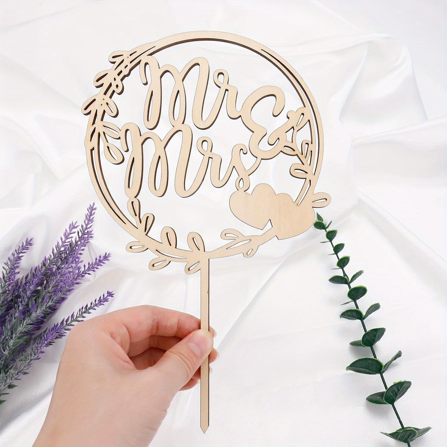 1pc Wooden Cake Topper Wedding, Cake Decoration Wedding, Mr And Mrs Wedding Cake Decor, Cake Pick Wedding, Heart Wedding Cakes, Cake Topper Wedding Cake For Wedding, Engagement, Proposal