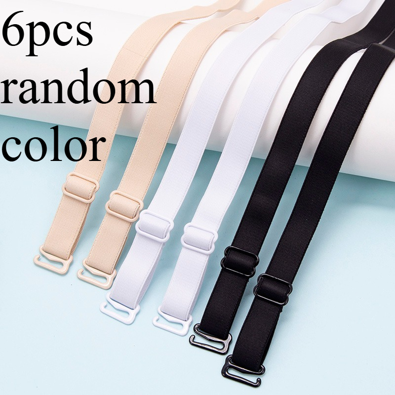 item picture 6pcs random color womens non slip push up bra straps double shoulder elastic bra bands with invisible hooks suitable for underwear bras daily wear and special occasions for push   solid   non