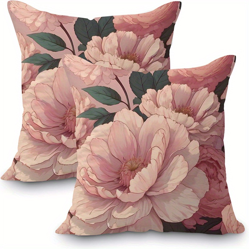 2 Fundas de Cojín con Diseño de Peonía para Decoración del Hogar, También Adecuadas como Fundas de Almohada de Soporte, Fundas de Cojín Decorativo, Sin Relleno Interior