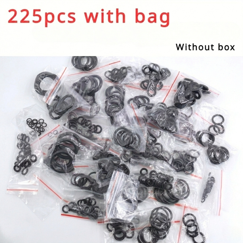 TEMU Kit d'assortiment de 225 joints toriques en caoutchouc (rondelle plate) – Joints d'étanchéité multi-tailles robustes et -fuites pour réparation