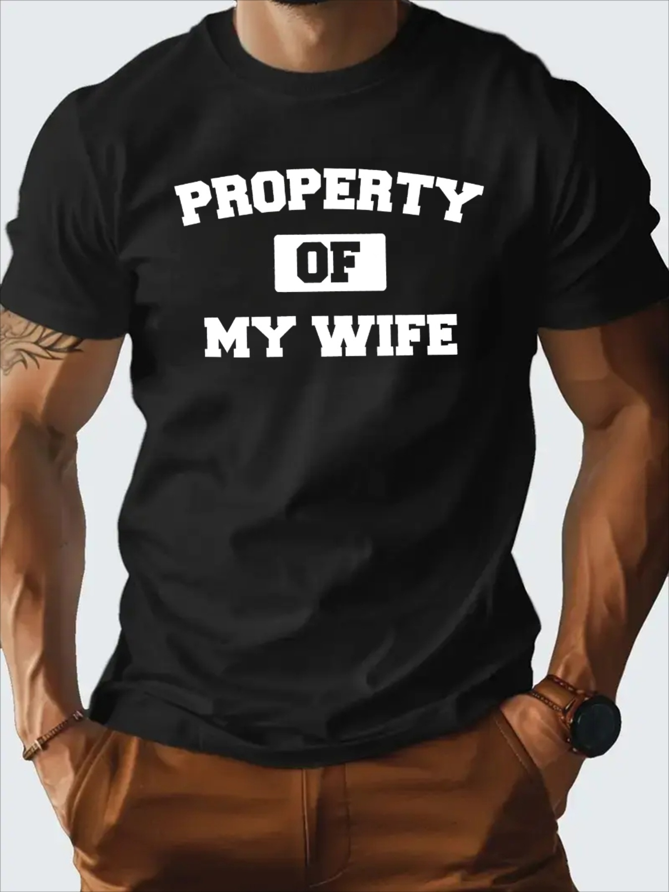 property wife funny couple t shirt cotton loose fit Temu Oman