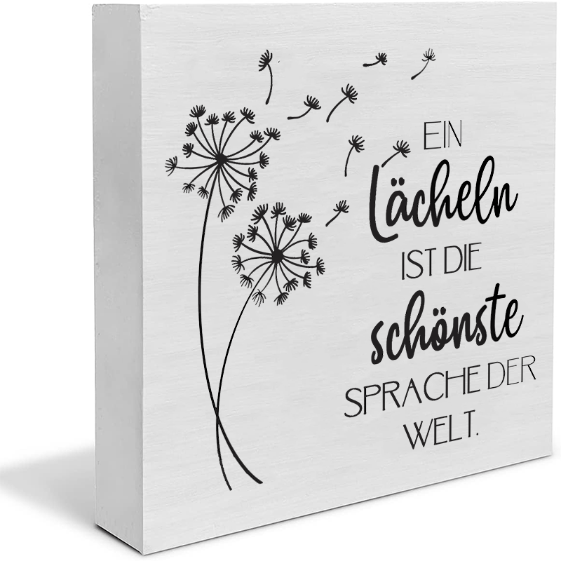 E-shop Deutsche Landhausstil PVC Tischdekoration - "Lächeln ist die schönste Sprache der Welt" Rustikale Wohnkultur mit Gänseblümchen-Illustration,