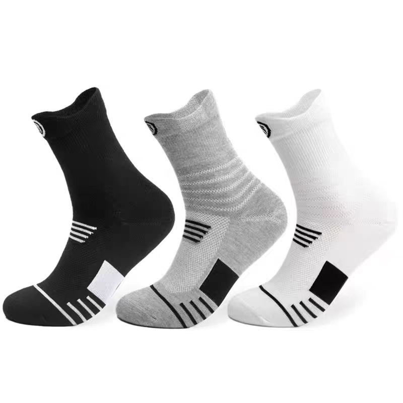 TEMU 3 Pairs Of Basketball Socks, Men's Thickened Terry Cloth Training Elite Socks, Mid-calf High-top Sports Socks