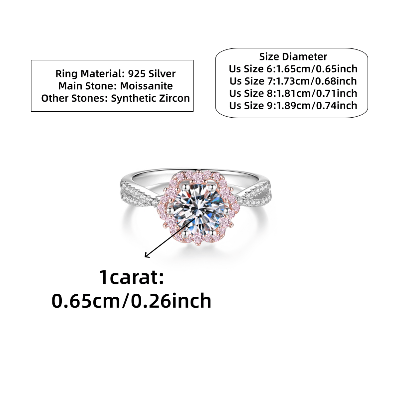 Women's 1-Carat Moissanite Two-Tone Floral Ring