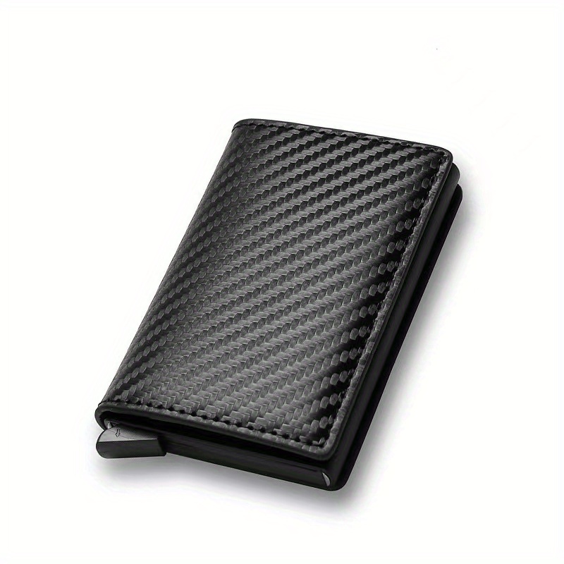1 unidad Cartera de cuero de PVC minimalista para hombre con bloqueo RFID, portatarjetas de crédito, negro