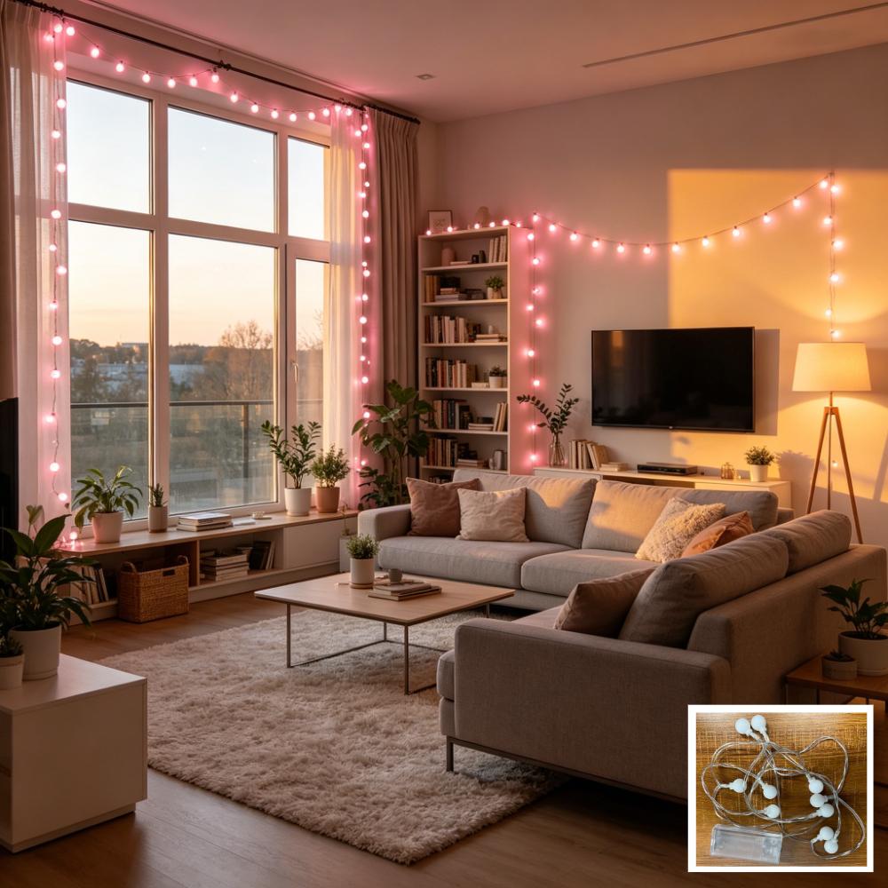 TEMU Indoor String Lights, Led Light Strip, Light String, Holiday Ball Lights, Led Frosted Round Ball Light String, Round Fairy Light String, Indoor