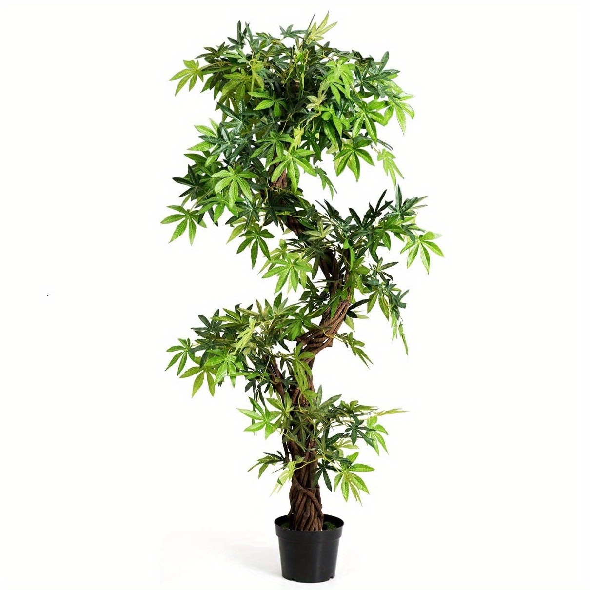5 Feet High Artificial Bonsai, Artificial Pvc Plant Leaves & Cement- Filled Plastic Pot