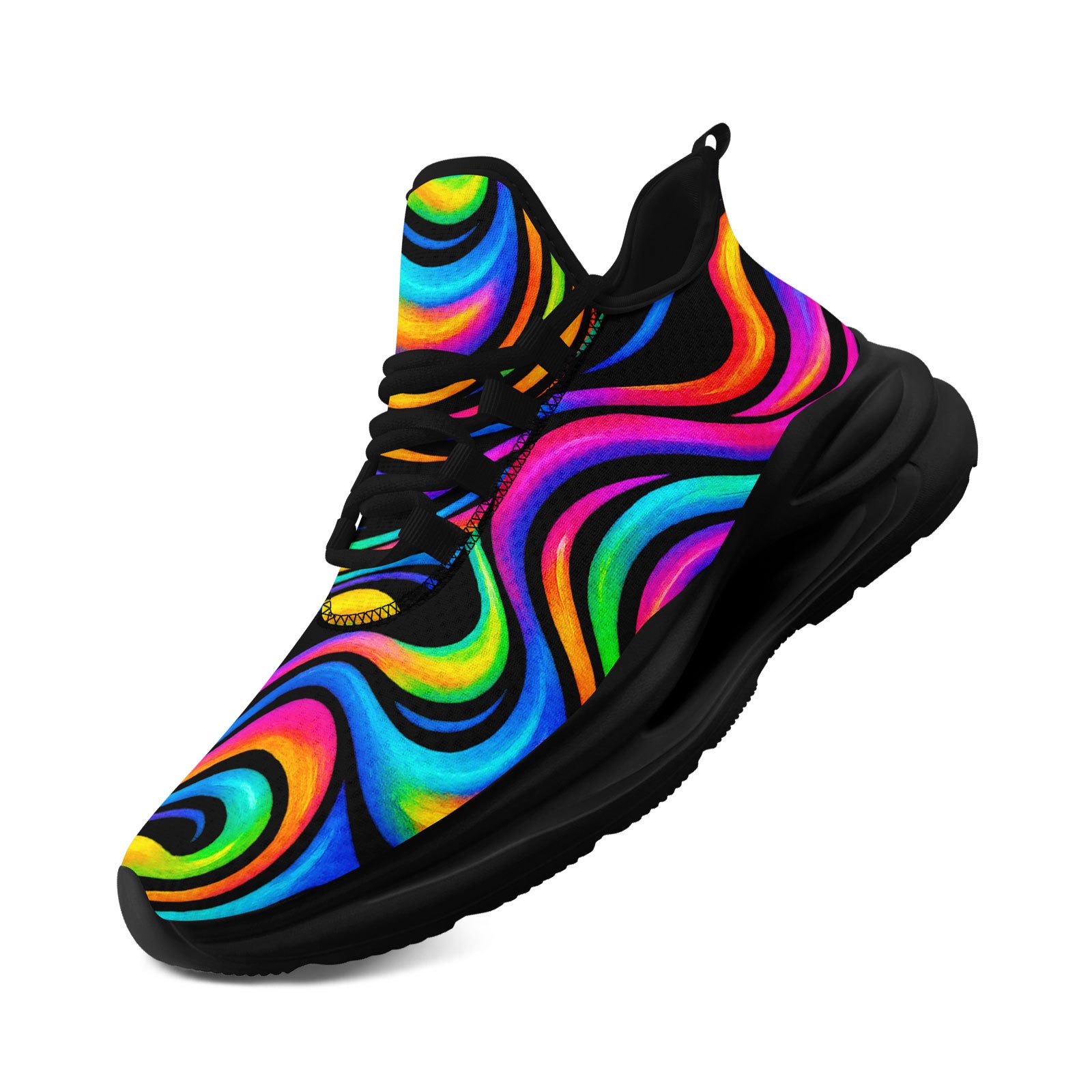 TEMU Men's Lightweight Breathable Lace-up Sneakers Suitable For, Gym & Casual Wear - Comfortable Round-toe Sports With Swirl Accent, Fabric Upper &