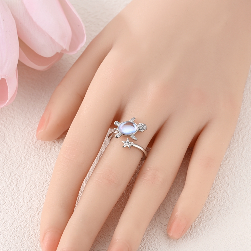 Women's 925 Silver Sea Turtle Starfish Ring, Gift