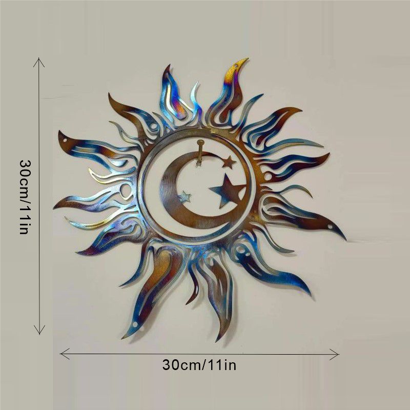 E-shop Ausgefallene Sonne und Mond Metall Wandskulptur, Outdoor Garten Silhouette Kunst Wanddekoration, Spiral Design, Tolles Geschenk