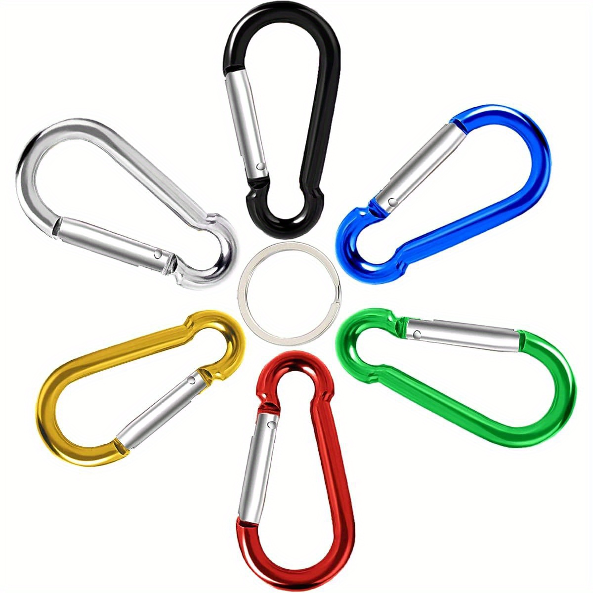 5pcs 3 Large Clips Secure Locking Iron Keychain Snap Hooks For Climbing Camping Hiking Bag Gear Accessories Black - Sports & Outdoors