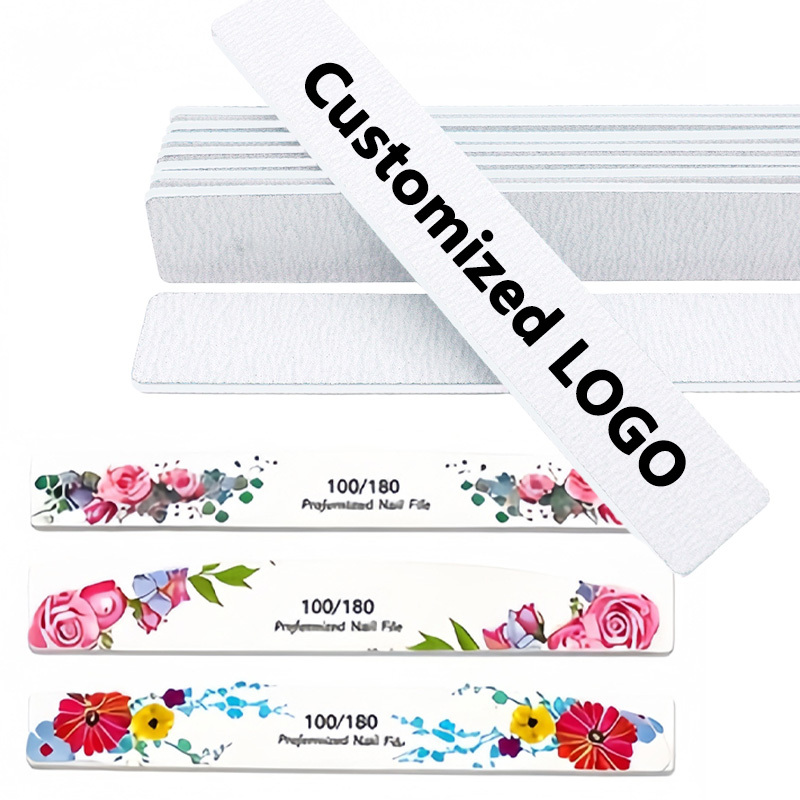 TEMU 28pcs Custom Rectangular Nail Files With Logos, Personalized 100/180 Grit Sandpaper Boards, Suitable For Custom Branding Of Nail Files For Nail