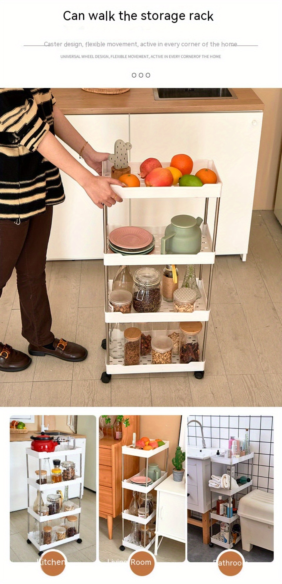 versatile 3 4 tier rolling storage cart with wheels space saving multi layer organizer for kitchen bathroom     storage rack no     for narrow spaces details 3