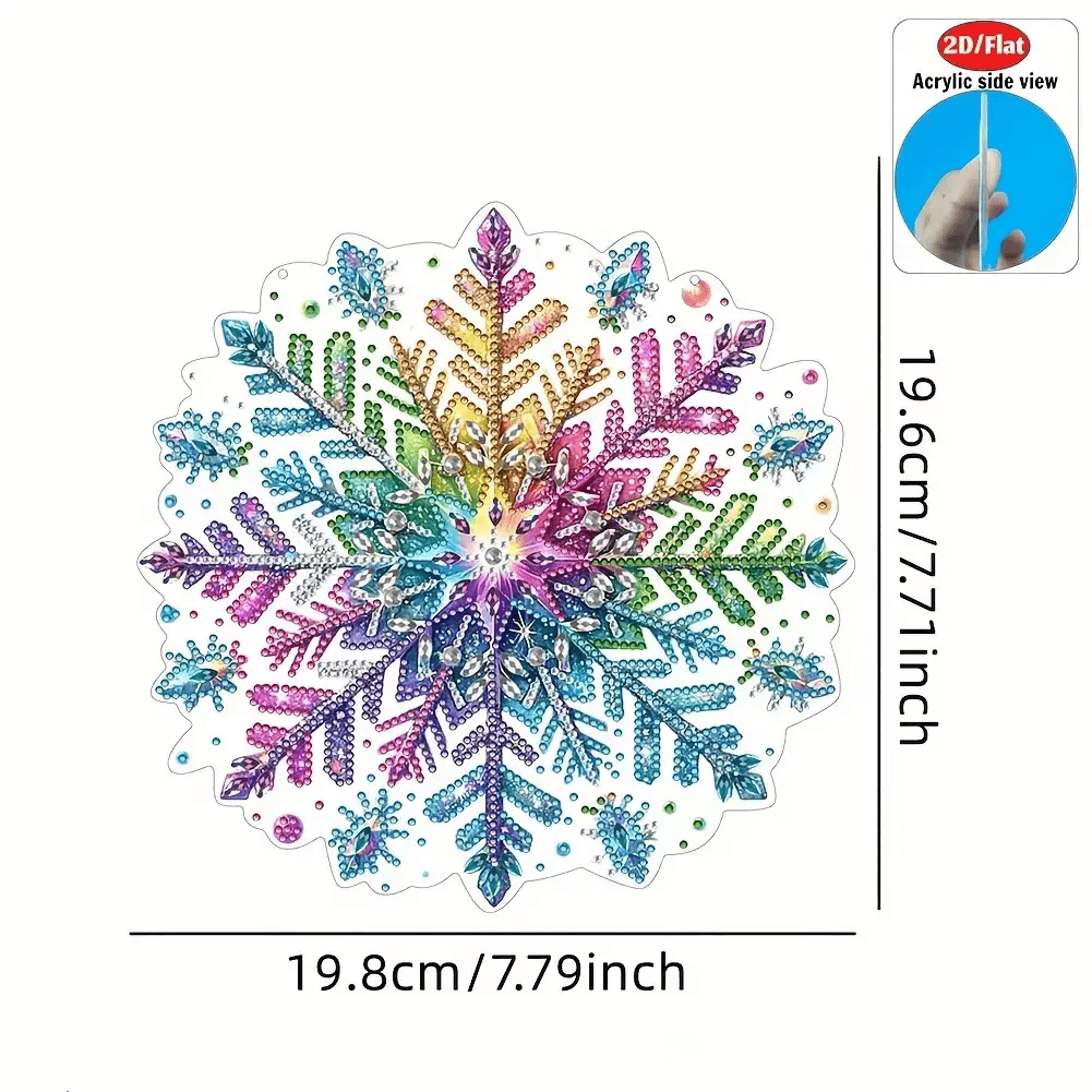TEMU 2d Flat Acrylic - Creative Multicolor Snowflake Theme Diamond Painting Pendant, Irregular Art Craft, Gift For Craft Enthusiasts, Decor , Hanging