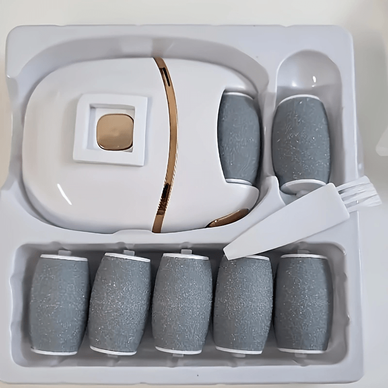 Rechargeable Electric Foot Grooming Machine, 6 Interchangeable Grinding Heads Usb Powered Foot Surface Polisher, Handle, And Golden Personal Care Tool