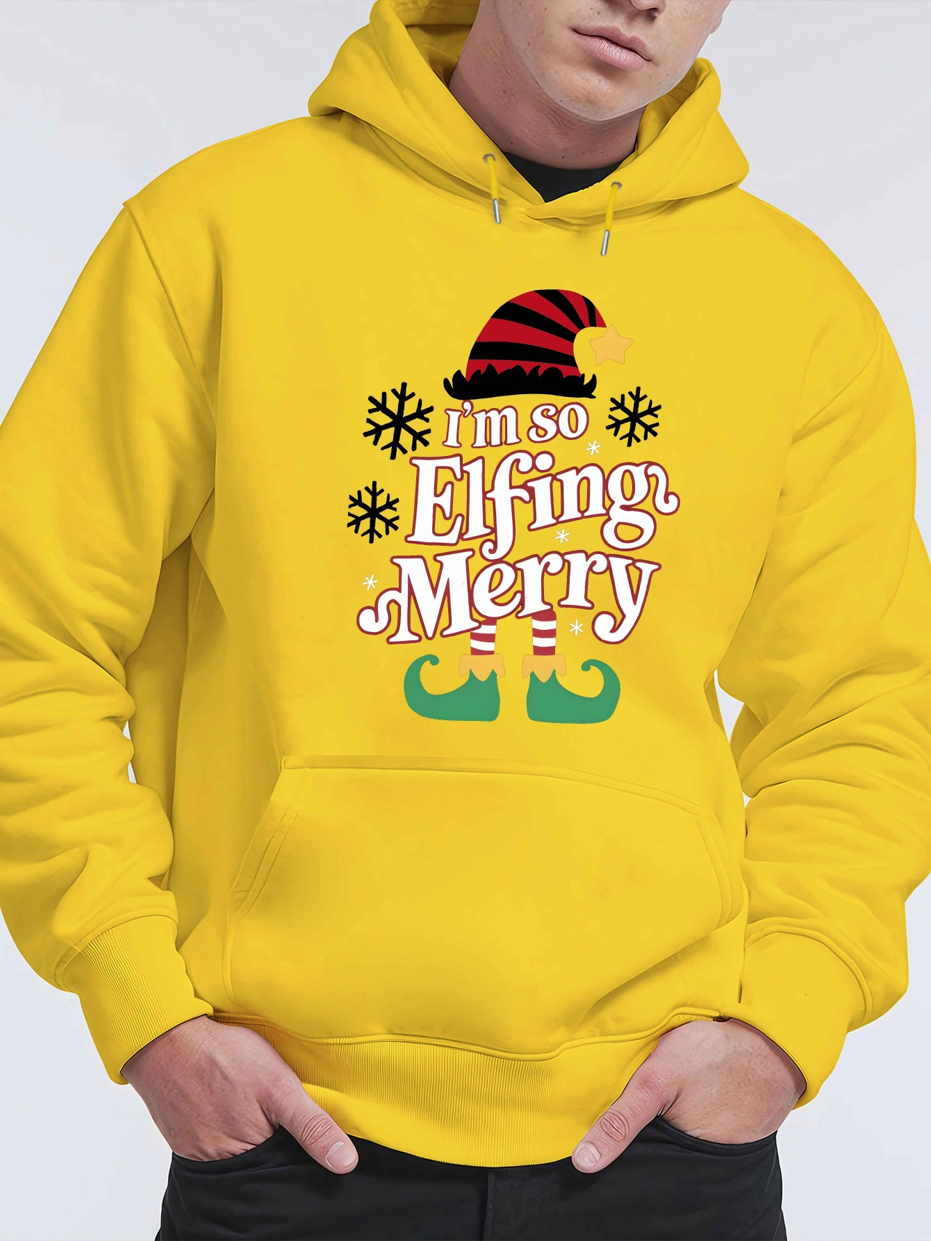 mens festive im merry hooded sweatshirt cozy velvet Temu Mauritius
