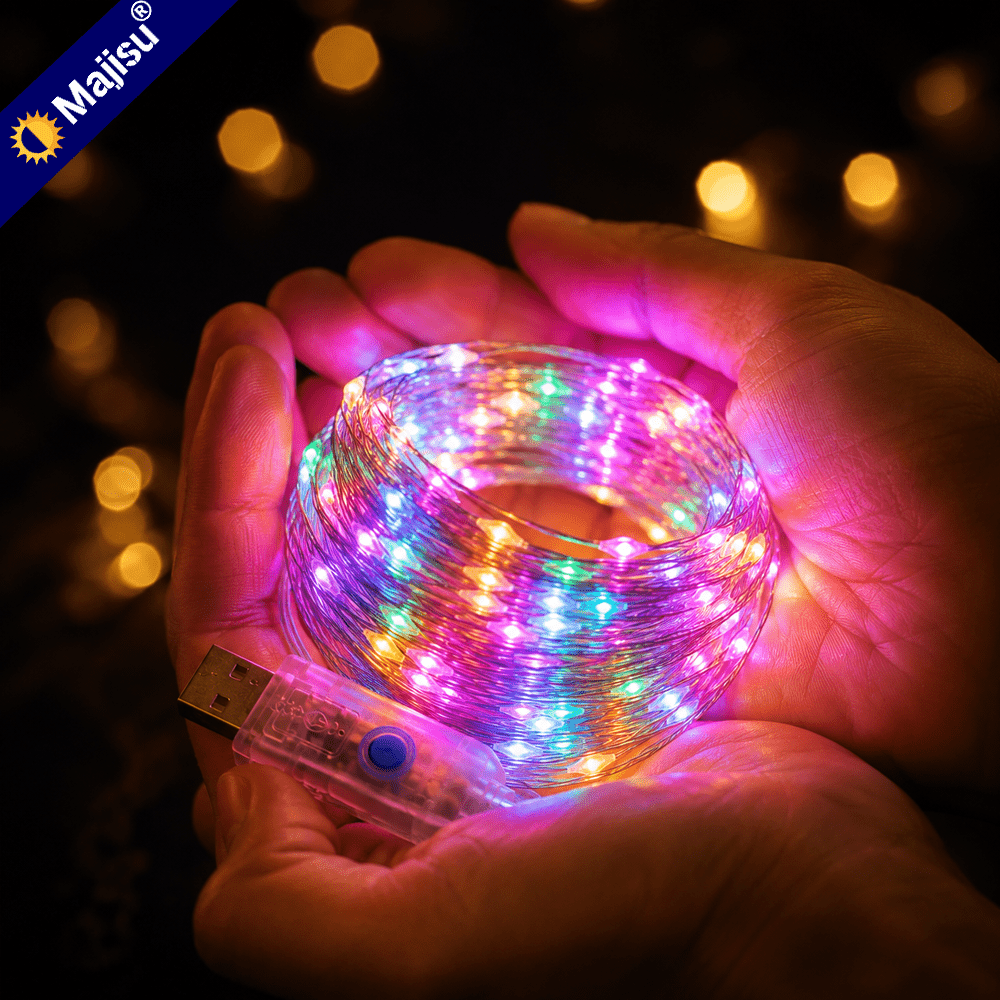 TEMU Majisu 1pc Usb Powered Multicolor Fairy Lights, 50/100/200/300 Leds, 8 Lighting , Flexible String Lights For Bedroom, Christmas Tree, Wedding,