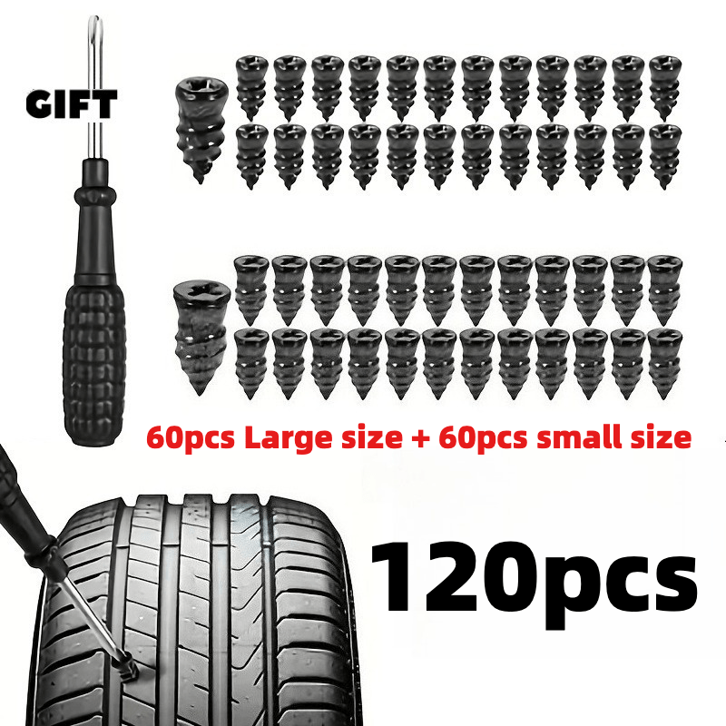 TEMU 120pcs Screw-in Tire Plug Universal Tire Repair Plug Kit, Quick Tire Repair Kit, Suitable For Cars, Motorcycles, Suvs, Trucks, Caravans, Bicycles, , Tire Repair Tools, Tubeless Tire Repair
