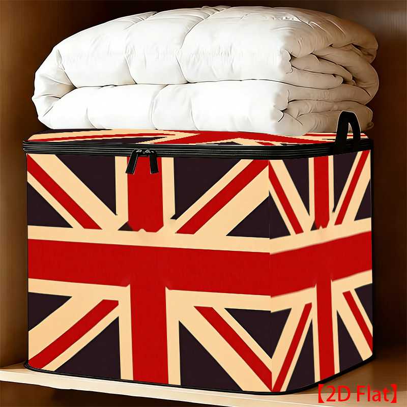 item picture a 2d printed storage basket with vintage british   design lightweight multi purpose household storage box suitable for organizing clothes in   sports items and miscellaneous items under bed storage