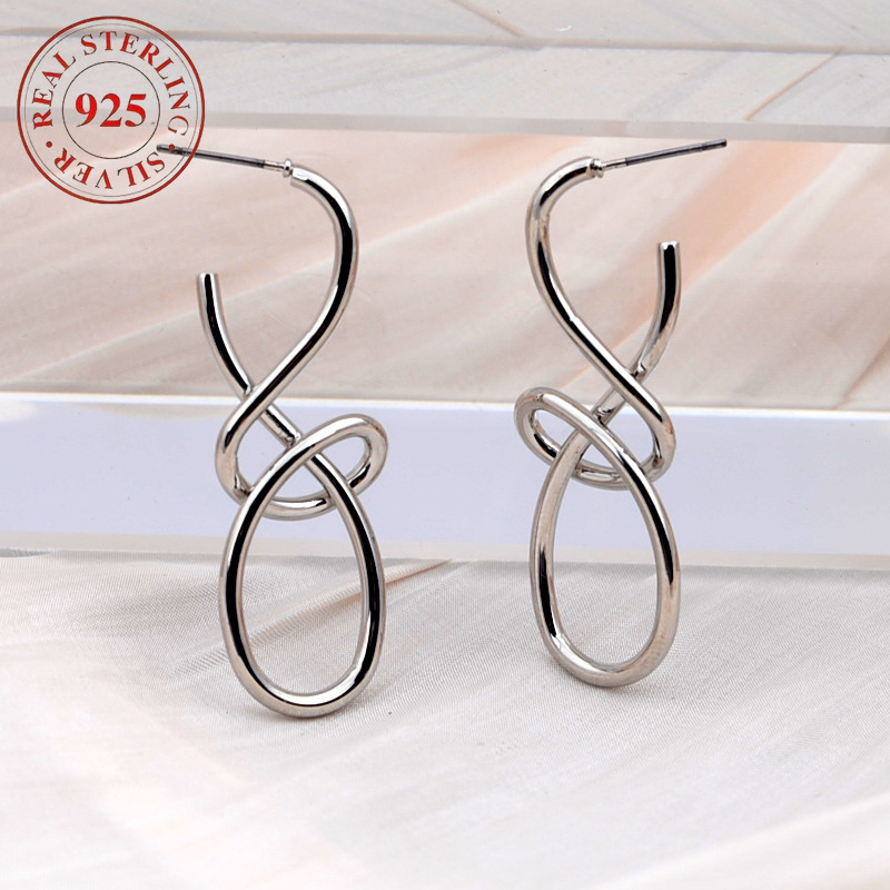 TEMU 1 Pair 925 Silver Earrings For Women Tone Hoops, Alternative Personality Exaggerated Hoop Earrings For Daily Wear & Special Occasions, Versatile Accessories, Vintage Earrings, Fashion Accessories