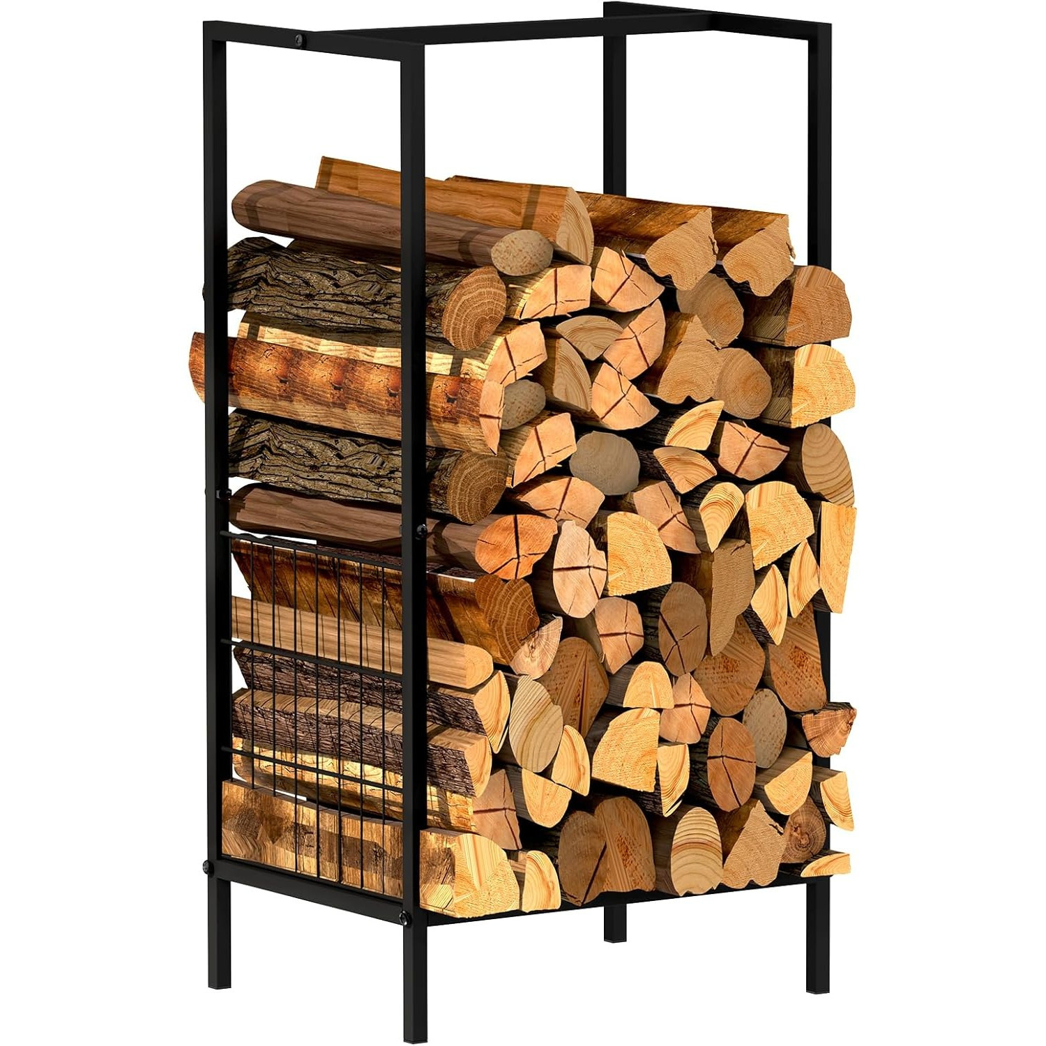 

1pc Heavy Duty Metal Firewood Rack - Indoor & Outdoor Log Holder, Cubby Shelf For Patio, , Storage, Stove Accessory