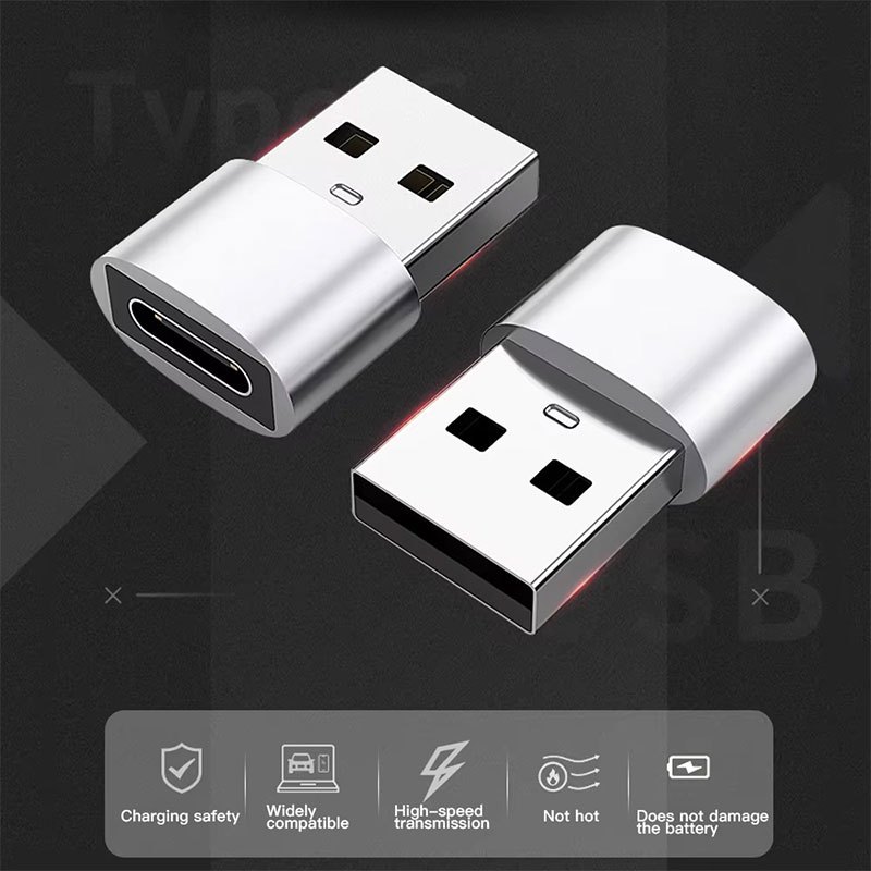 USB Male to USB C Adapter(1/2/4 Pack), USB to Type C Fast Charging/Transfer and OTG Function. for iPhone15 14 13 Plus Pro Max, iPad Pro Air 4 Mini 6 Almost USB Devices(black, sliver)
