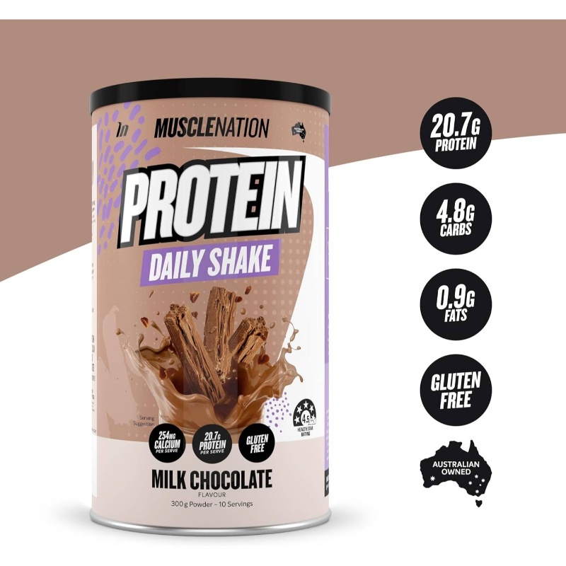 Milk Chocolate Daily Shake - Protein Powder Daily Intake | Smooth Milkshake Texture, Gluten Free, Vegetarian Friendly Supplement - 300g, 10 Serves