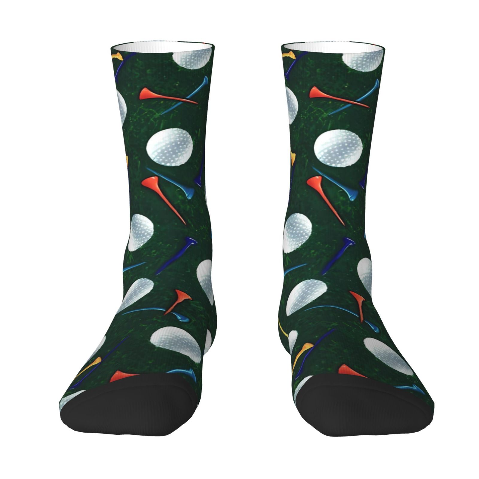 TEMU 1 Pair Novelty Men's Printed Socks - Golf Enthusiast Socks - Breathable Polyester Blend - Machine Washable Fun Socks, Suitable For Casual And