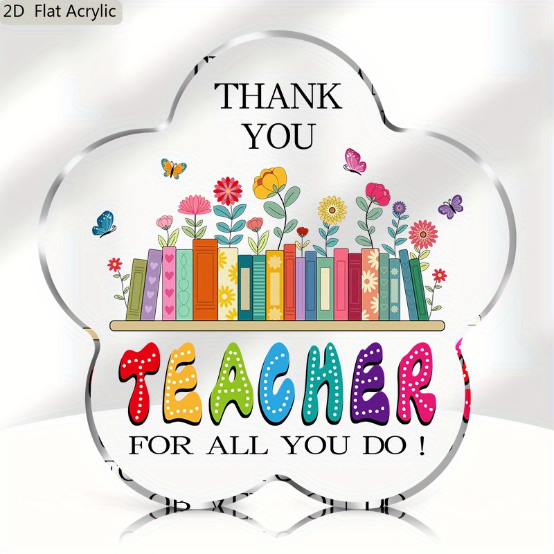 TEMU 2d Flat 1pc Whimsical Floral Acrylic Teacher Gifts, Acrylic Desktop Decoration Suitable For Birthdays, Graduations And Teacher Gifts - Elegant