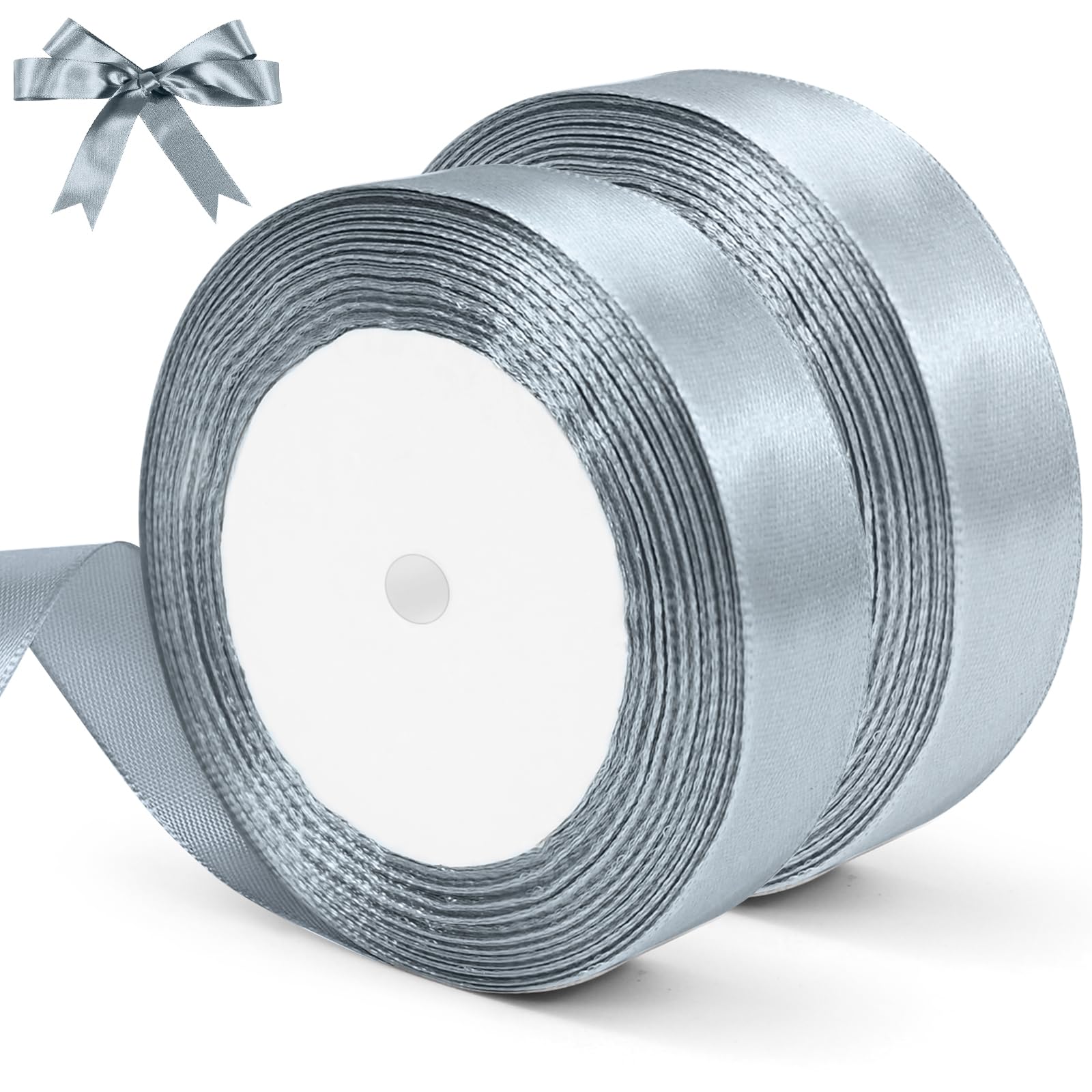 TEMU Satin Ribbon, 44m Gift Ribbon, Silvery Wide, 20mm Ribbon, Silvery Ribbon, Wedding Fabric, Gift Ribbons For Christening, Birthday, Decoration,