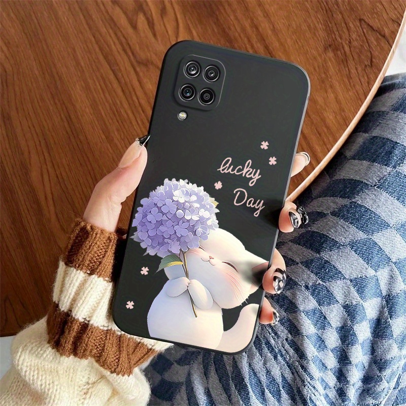 TEMU Чохол для for Samsung Galaxy A12 із милим котиком та квітами, матова задня панель, стійкий до ударів. Простота без втрати індивідуальності,