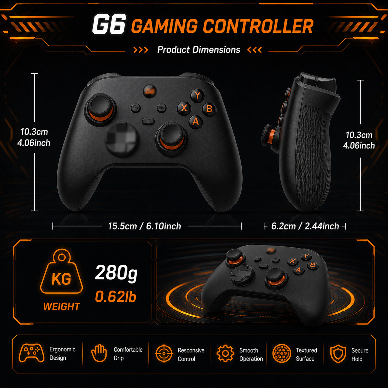 TEMU G6 Wireless Bluetooth Game Controller Vibration Body Continuous Button For Switch Ios/pc Controller, Not Compatible For Xbox And Ps5