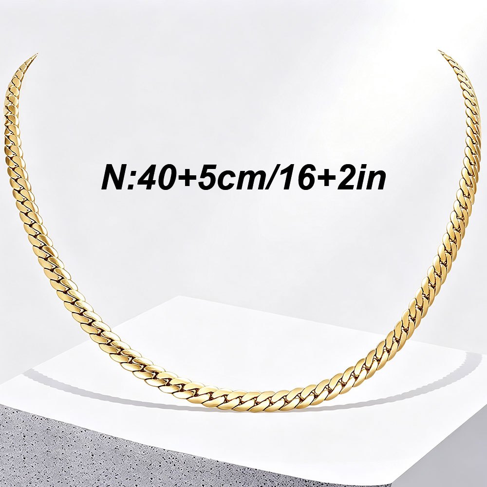 Minimalist Flat Cuban Link Chain Necklace, Unisex