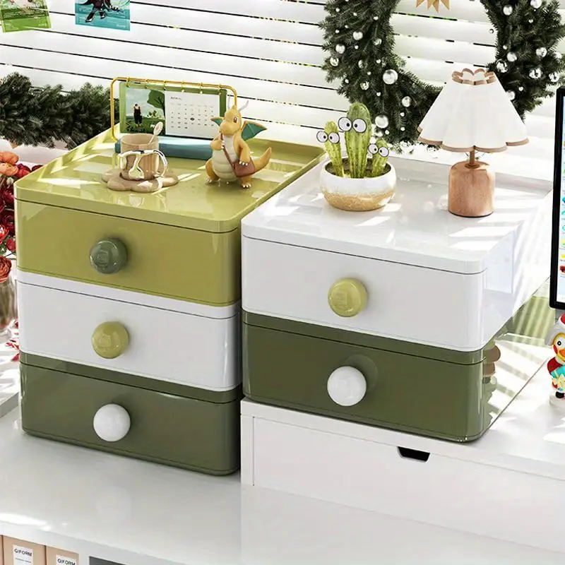 dopamine desktop storage box stackable stationery and miscellaneous organizer cosmetic storage organizer box lipstick light beige skincare rack suitable for vanity office bathroom storage organization home desk and drawer organizer Product details 2