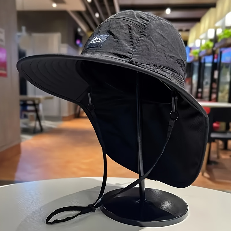 TEMU Fashionable Men's Sun Hat - For Fishing, Hiking, And Camping | Breathable Polyester Fiber, Hand Washable Outdoor Leisure Hat