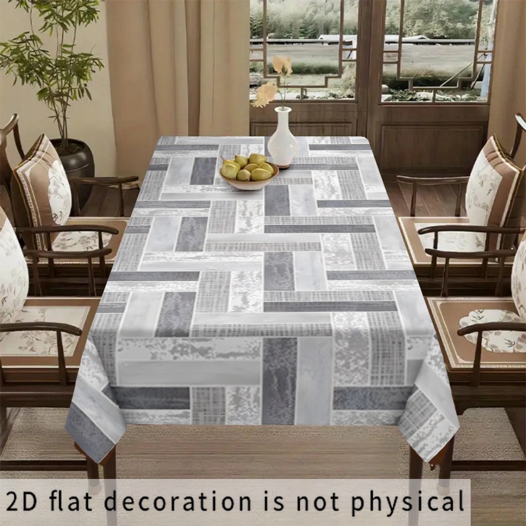 TEMU 2d Flat Tablecover Party Tablecover Exquisite Simple Gray Geometric Pattern Tablecloth - Suitable For Picnics, Camping, Weddings, Parties,