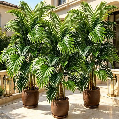 2pcs light luxury large artificial palm trees for the lazy no care required leaves with clear layers full tropical plant atmosphere pot not included suitable for office hotel commercial spaces
