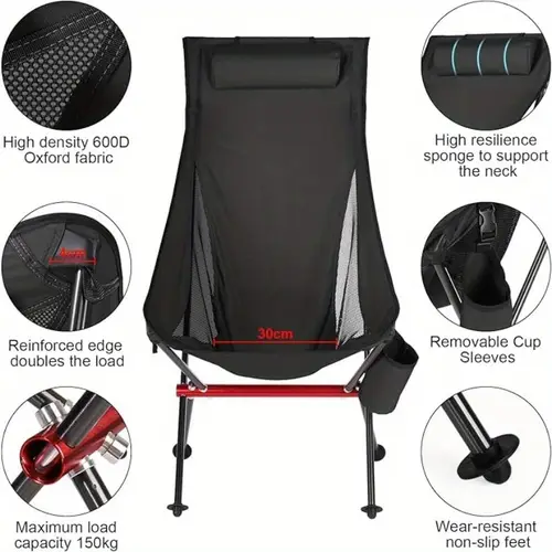 350lbs camping chair moon chair folding chair using aviation grade aluminum alloy material lightweight and sturdy semi wrapped design and ergonomic fit with pillows