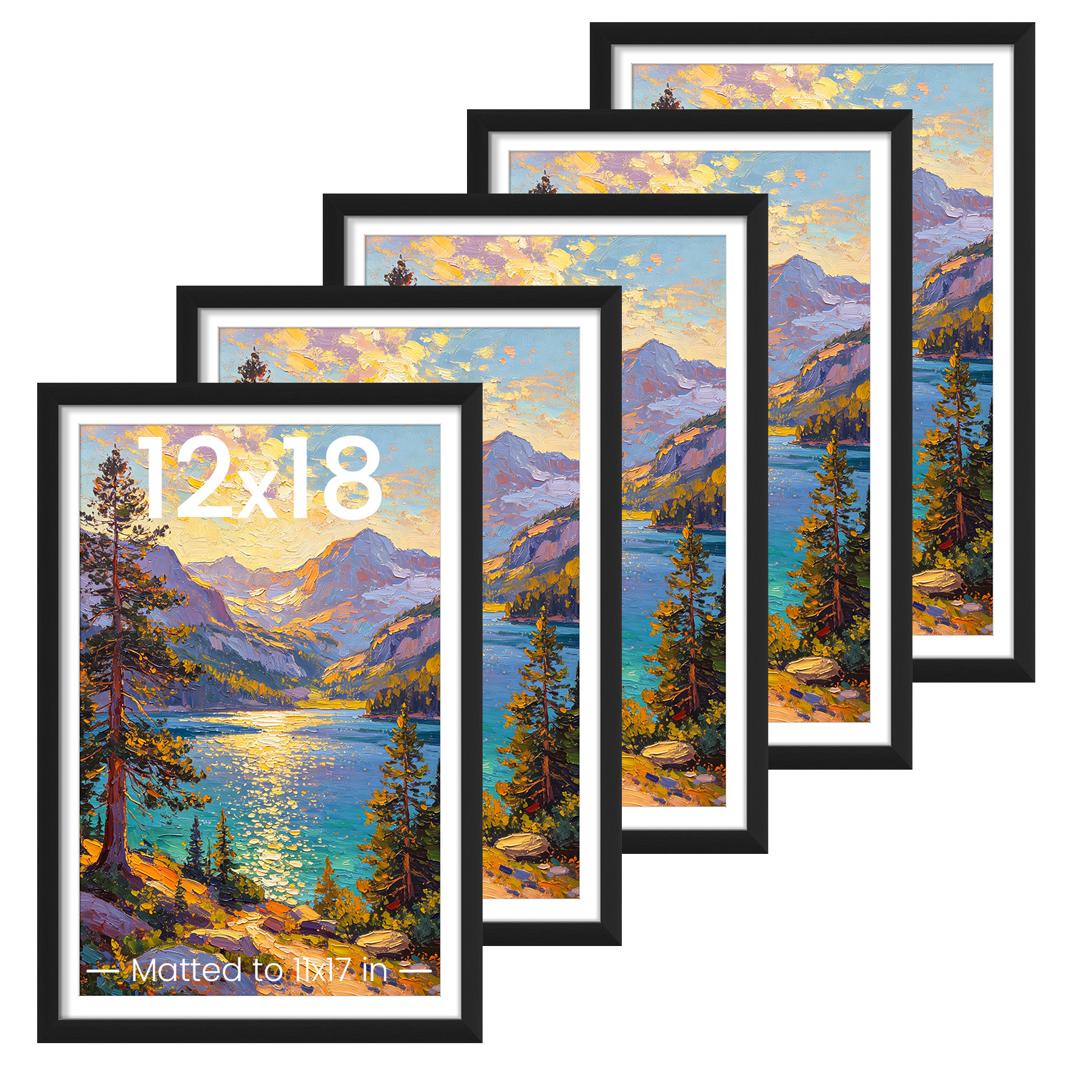 TEMU 12x18 Picture Frame, Gallery Wall Frames Set Of 5, Black | Poster Frame Collage Wall Decor, 11x17 Picture Frame With Mat For Family, Baby,