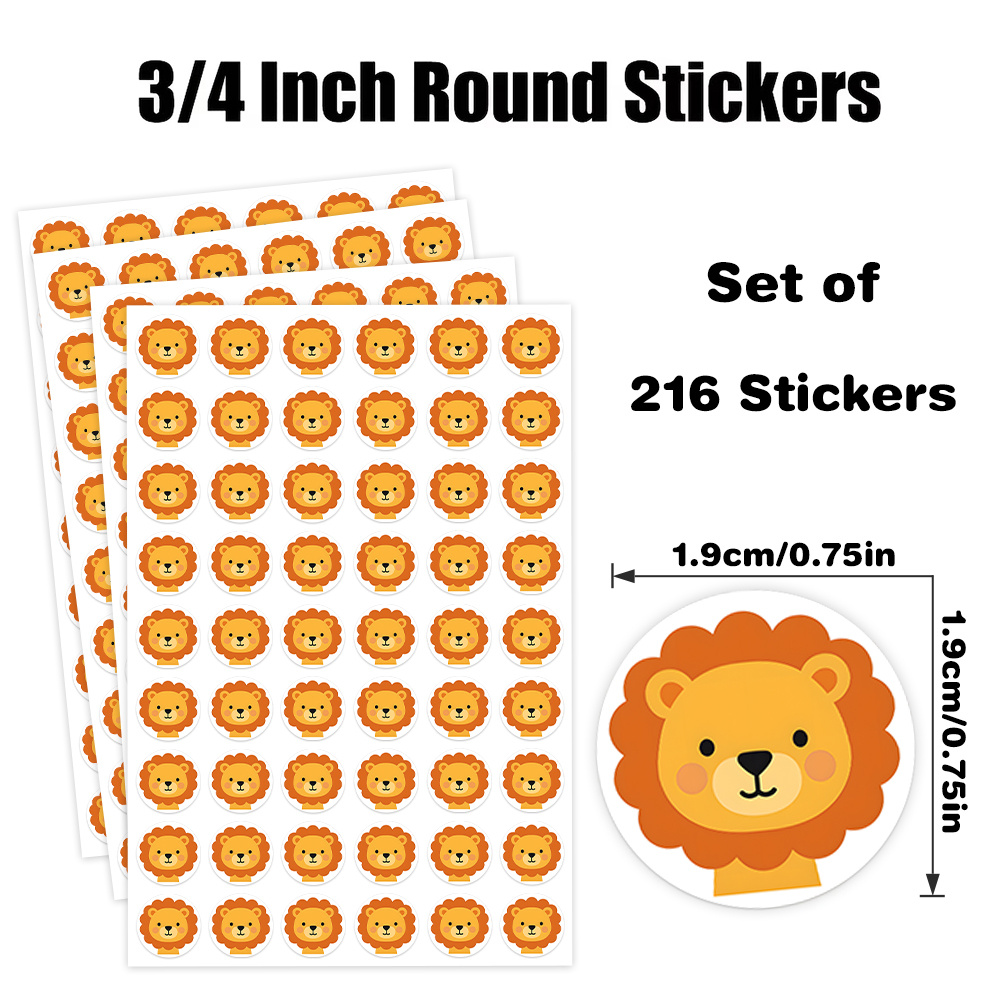 TEMU 216 pz Adesivi Rotondi a Tema Animale, Design Cartone Animato, Ottimi per Etichette Regalo, Scatole Regalo, Buste, Biglietti d' e , Aggiungi un