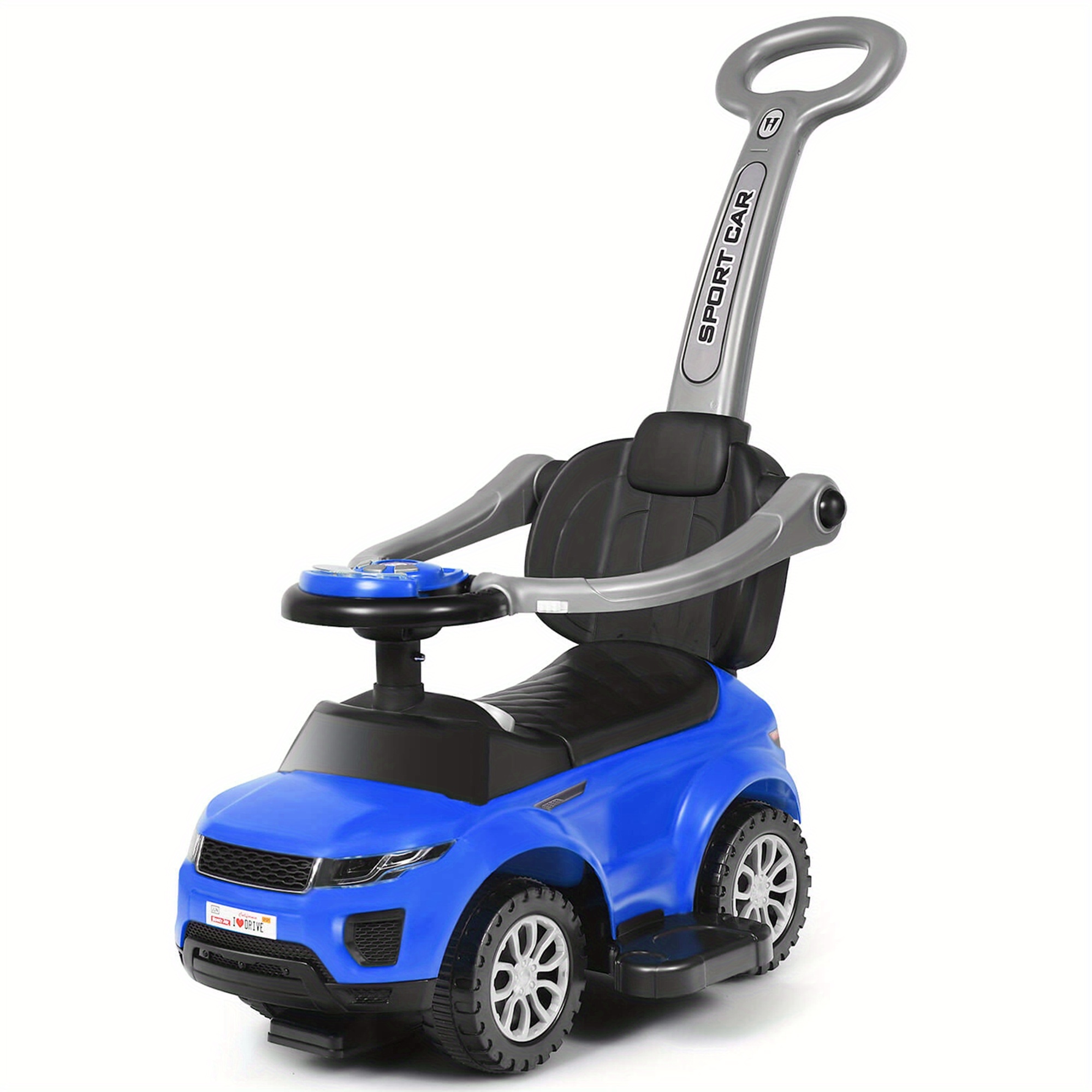TEMU Voiture Poussette pour Enfants, Voiture à Glisse pour Bébé avec Rangement Sous Siège, Poignée Parentale, Barrières d'Accoudoir, Voitures à