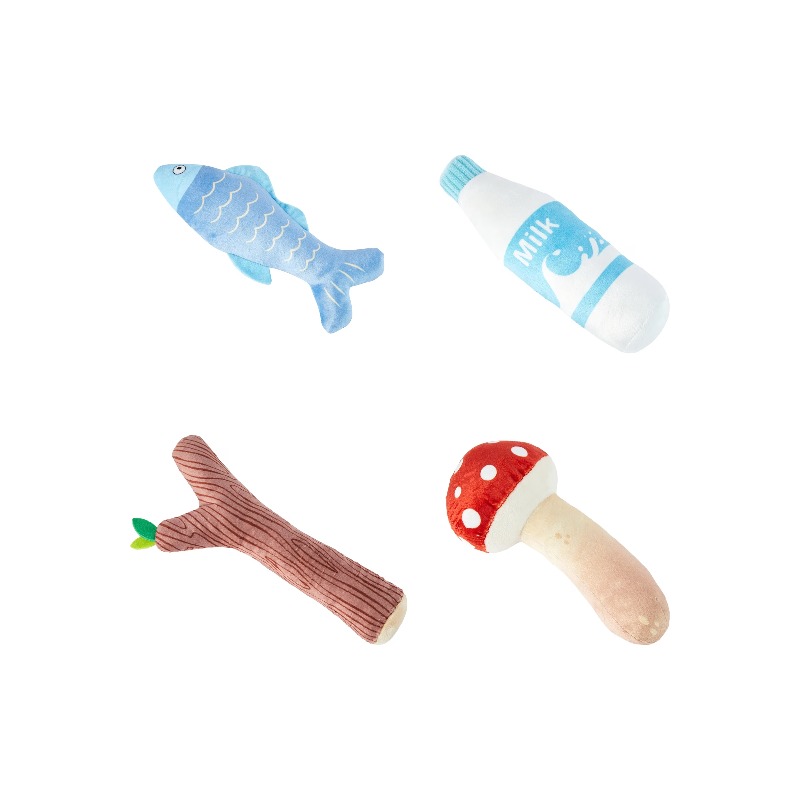 1 Pack Shaker Plush Novelty Toy - Assorted Four Variants: Mushroom, Branch, Fish Or Milk Bottle, Without Battery