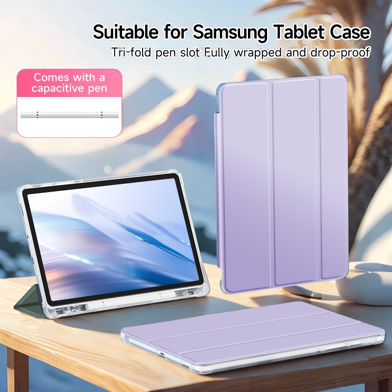 

Light Purple Tpu Tablet Case With Pen, Drop-proof Protection, Sleep/wake , Built-in Slot For A7 10.4", A8 10.5", S9/s9fe 11", S7+/s8+/s9+ 12.4" - Slim & Comfortable Design