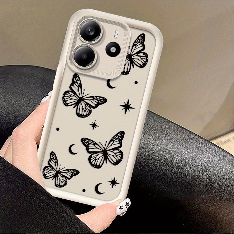 TEMU Coque de téléphone - Couverture arrière de protection pour Redmi Note 14 4G avec motif papillon