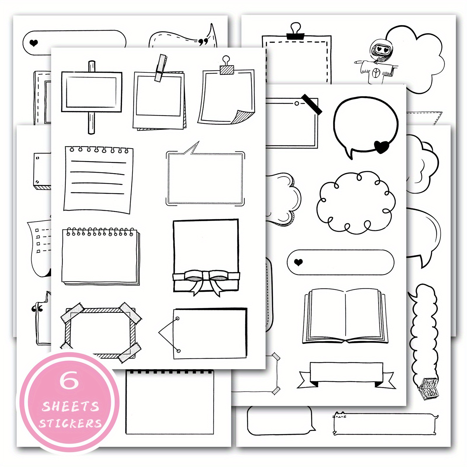 6pcs Black & White Box Stickers - Envelopes, Notebooks, Gift Boxes & Pda Labels - Paper Material, Letter Stickers