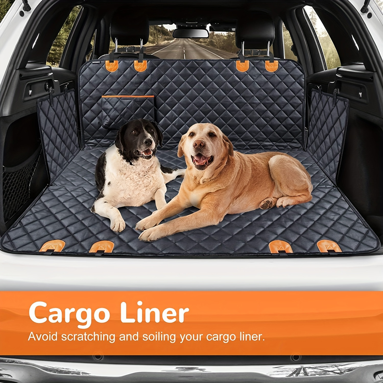 TEMU Protection de Siège Auto pour Chien Hamac pour Animaux de Compagnie 4 Poches de Rangement Antidérapant Anti-Éraflures Housse de Siège Arrière