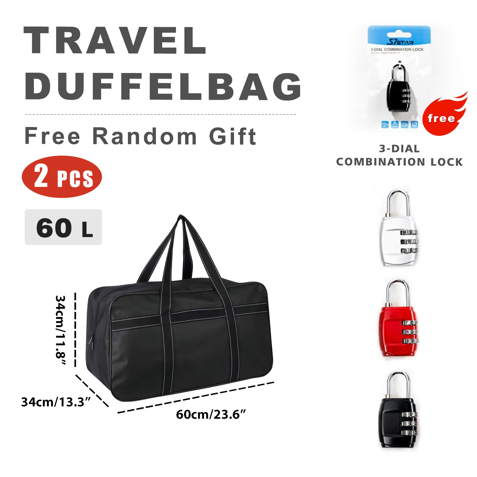 Approved By , This Black Handheld Travel Bag 5 Different Capacity (60l/90l/120l/170l/230l), With A Complimentary Combination Lock, And Is Spacious And Sturdy, Making It The Perfect Companion For