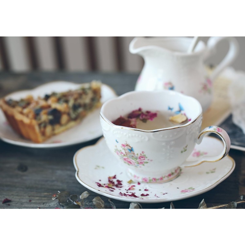   flower series tea sets tea cup saucer set with teapot warmer filter and spoon 16pcs in 1 set 16pcs set, tea cup and saucer, teacup, tea cups and saucers, home  , tea  , elegant teacups,   porcelain, delicate  , complete tea accessories, home  ,   Product details 1