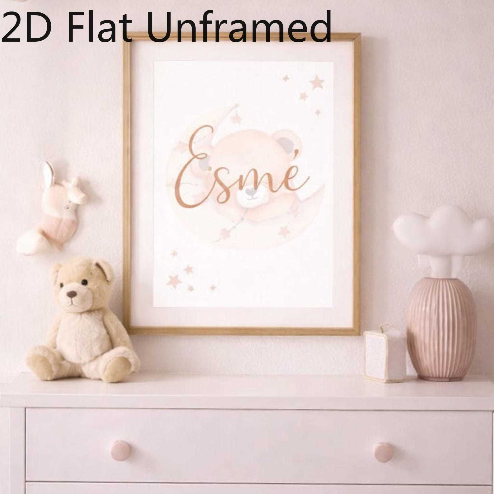 Personalized Bear on Moon Wall Art for Nursery
