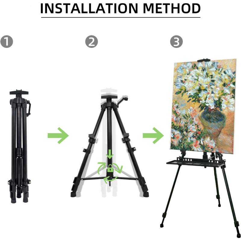 Chevalet de table pour grand format de peinture et toile